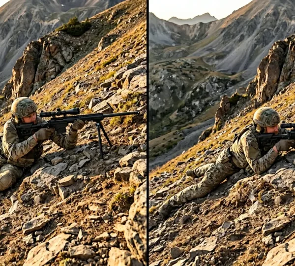 Comparaison entre bipied rigide et pendulaire sur terrain en pente pour tir de précision