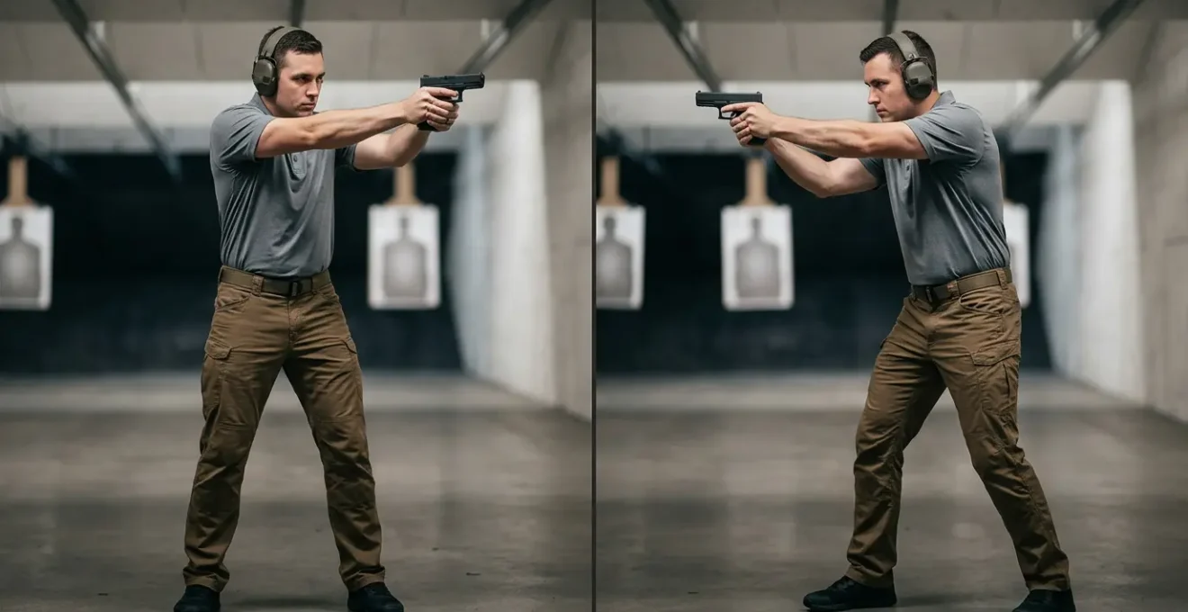 Comparaison des positions de tir Isocèle et Weaver pour le tir rapide