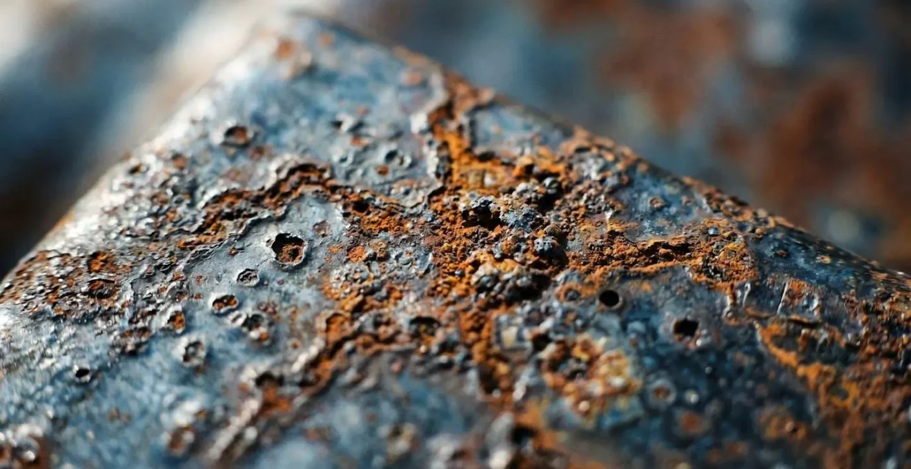 Coupe transversale microscopique d'un canon montrant la corrosion galvanique causée par les solvants