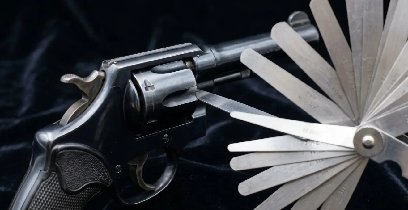 Mesure de l'entrefer d'un revolver avec des cales d'épaisseur métalliques