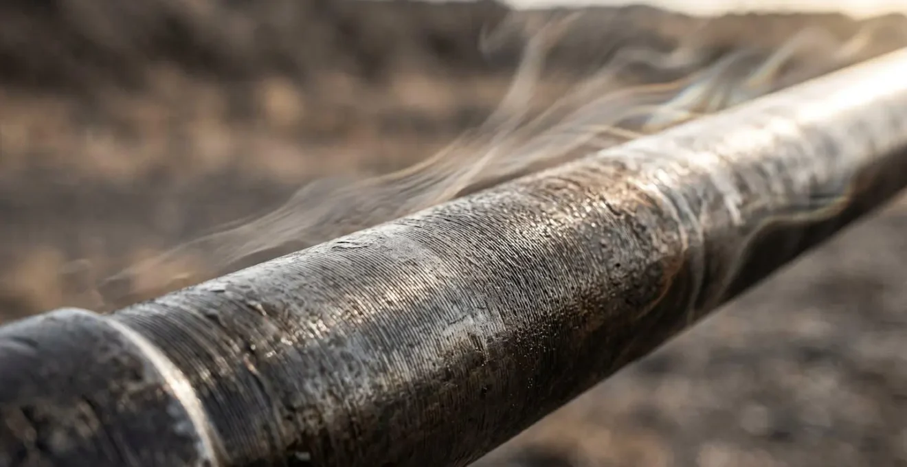 Vue rapprochée d'un canon de carabine avec ondulations de chaleur visibles au-dessus